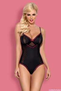 Боди черное с малиновой строчкой &quot;Obsessive&quot; S/M