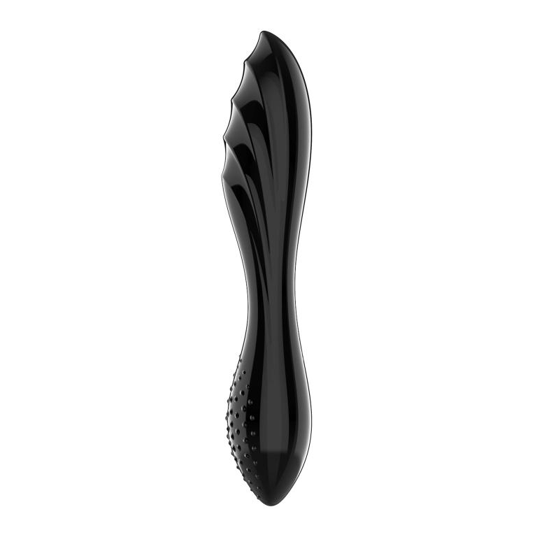 Фаллоимитатор двусторонний "Satisfyer Dazzling Crystal" супер рельеф, черное стекло 