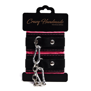 Наручники с мягкой розовой подкладкой "Crazy Handmade" кожа