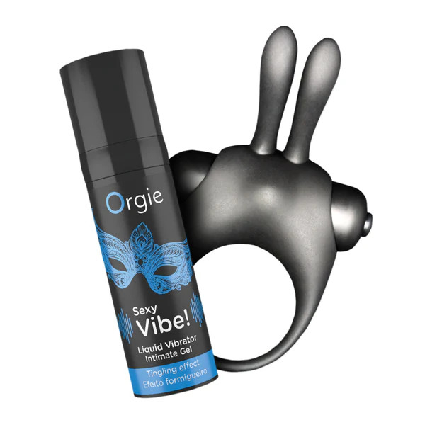 Набор "Orgie Vibe Banny" жидкий вибратор средней мощности + эрекционное кольцо 